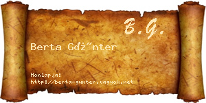 Berta Günter névjegykártya